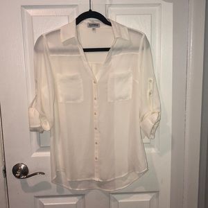 Express Portofino Long Sleeve Button Up Blouse